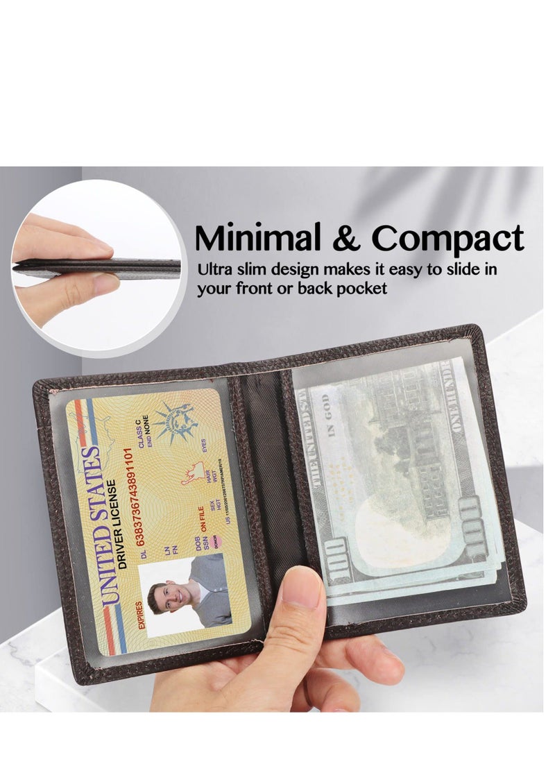 Y&D Wallet for Men Slim Larger Capacity with 8 Slots RFID Blocking Men's Minimalist Front Pocket Premium Leather Credit Card Holder ID Window Gift Box Brown  - Image 1