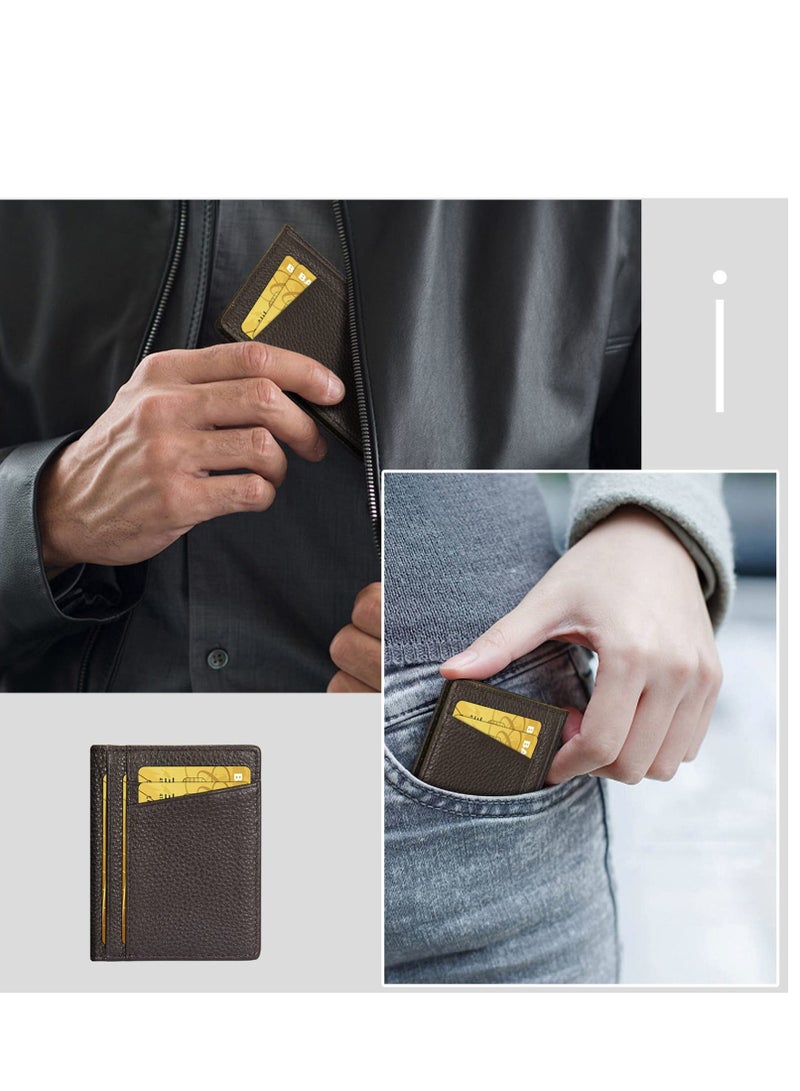 Y&D Wallet for Men Slim Larger Capacity with 8 Slots RFID Blocking Men's Minimalist Front Pocket Premium Leather Credit Card Holder ID Window Gift Box Brown  - Image 4