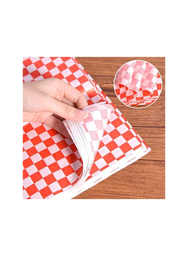 S-TOP 100 Sheets Checkered Dry Waxed Deli Food Wrap - Grease-Resistant Cake Wrappers - Waterproof Wax Paper for Hamburger/Pizza/Bread/Meat (11.02x10.23 Inch) - Image 2