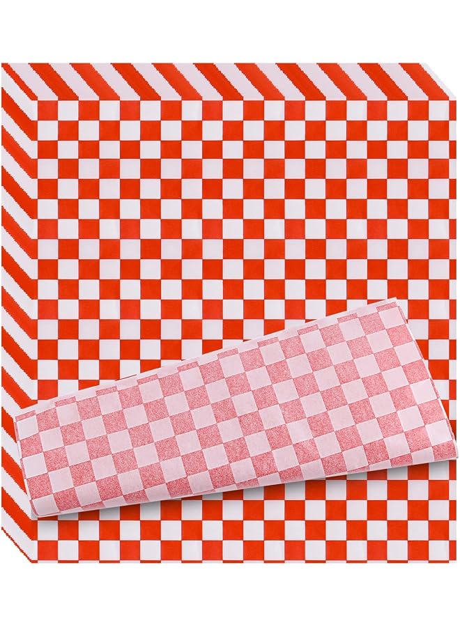 S-TOP 100 Sheets Checkered Dry Waxed Deli Food Wrap - Grease-Resistant Cake Wrappers - Waterproof Wax Paper for Hamburger/Pizza/Bread/Meat (11.02x10.23 Inch) - Image 1