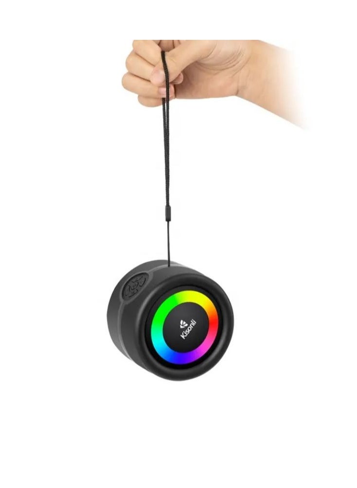 Kisonli - Kisonli S16 Mini Portable Stereo RGB 360° Speaker 5W, Built-in Mic, Support TF-AUX-USB-FM - Image 1