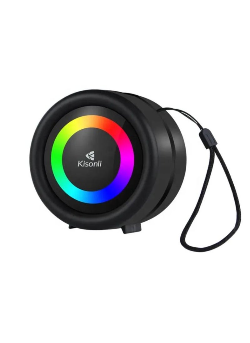 Kisonli - Kisonli S16 Mini Portable Stereo RGB 360° Speaker 5W, Built-in Mic, Support TF-AUX-USB-FM - Image 1