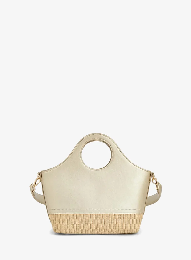 Peppermint GOLD Textured Tote Bag With Zip Closure for Women | Best Price UAE