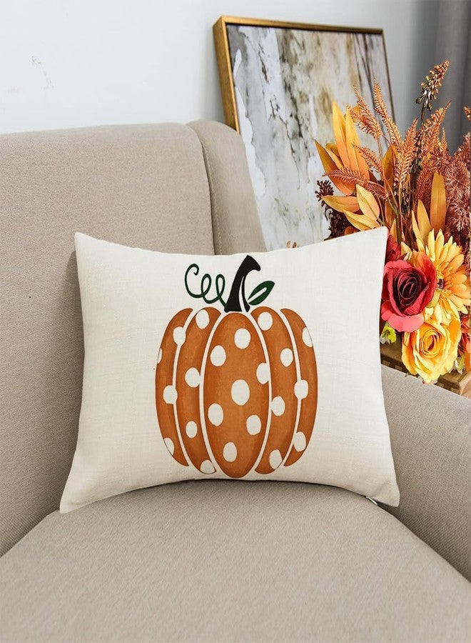RABUSOFA Fall Decor Pillow Covers - 12x20 Inch Polka Dot Pumpkin Decor Autumn Thanksgiving Lumbar Throw Pillowcases for Indoor Outdoor Home Decor - Image 2