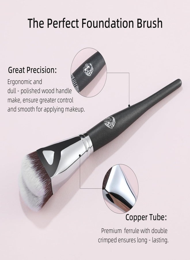 ENERGY Foundation Brush - Professional Angled Flat Makeup Brush for Liquid,Cream,Powder,Contour & Blush, Blending,Buffing Large Vegan Synthetic Flawless Face Makeup Tool (M313, Black) - Image 4