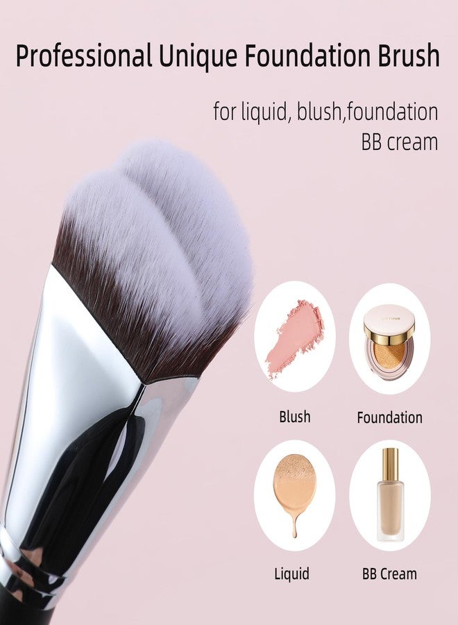 ENERGY Foundation Brush - Professional Angled Flat Makeup Brush for Liquid,Cream,Powder,Contour & Blush, Blending,Buffing Large Vegan Synthetic Flawless Face Makeup Tool (M313, Black) - Image 5