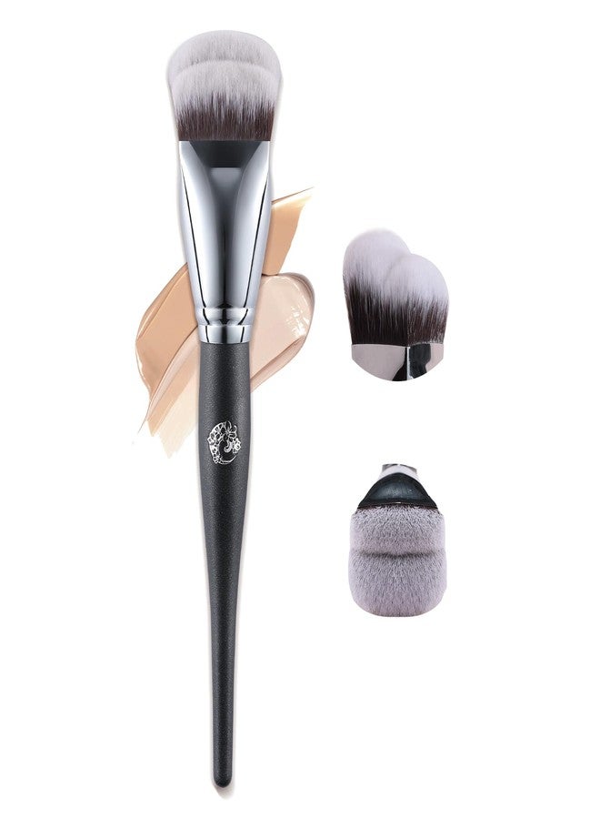 ENERGY Foundation Brush - Professional Angled Flat Makeup Brush for Liquid,Cream,Powder,Contour & Blush, Blending,Buffing Large Vegan Synthetic Flawless Face Makeup Tool (M313, Black) - Image 1