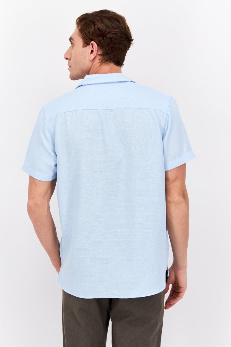 Cabana Men Regular Fit Spread Collar Short Sleeve Casual Shirt, Turquoise - Image 3