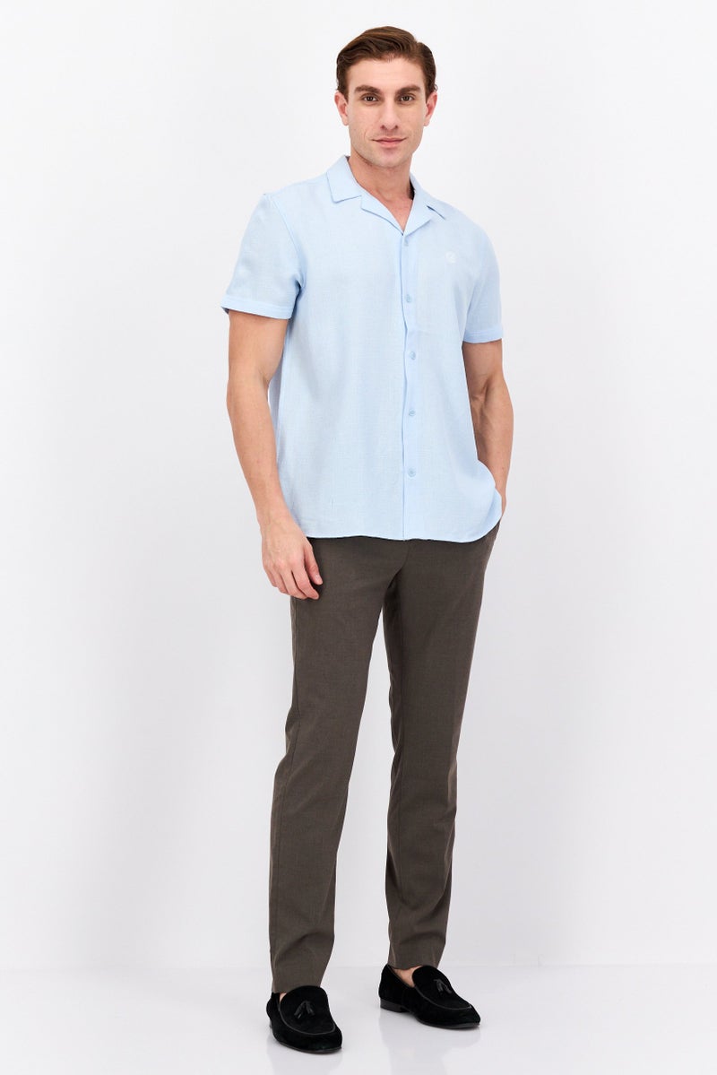 Cabana Men Regular Fit Spread Collar Short Sleeve Casual Shirt, Turquoise - Image 4