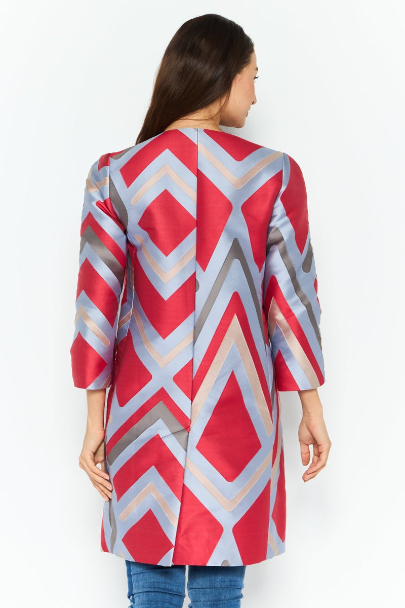 EMPORIO ARMANI Women Regular Fit Colorblock Trench Coats, Red  - Image 4