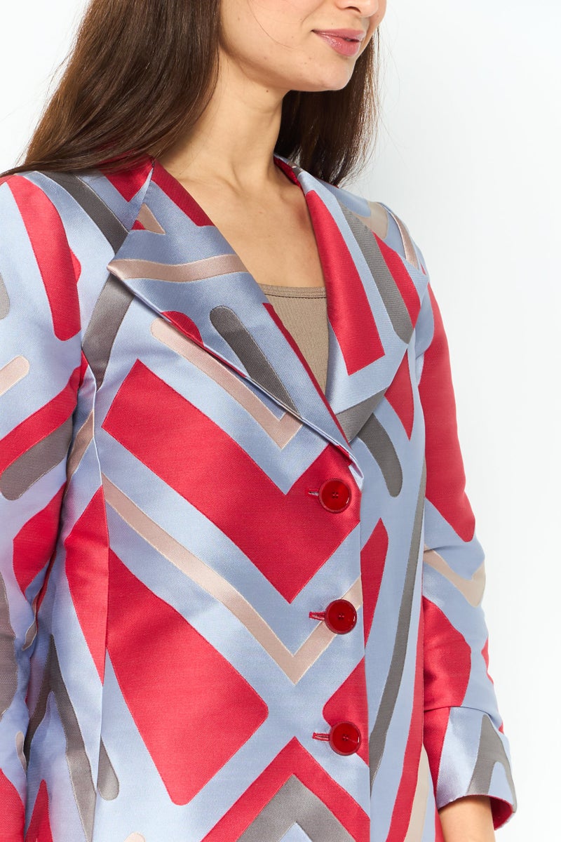 EMPORIO ARMANI Women Regular Fit Colorblock Trench Coats, Red  - Image 3