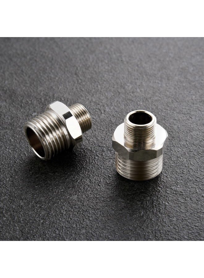 PerPaiMe 1/2 auf 3/8 Reduzierstück Wasserhahn-Adapter – Kompressions-Messingrohrverschraubung, 3/8 Stecker auf 1/2 Stecker, Wasserschlauchanschluss mit Gummi-Unterlegscheibe, (2 Stück) - Image 5
