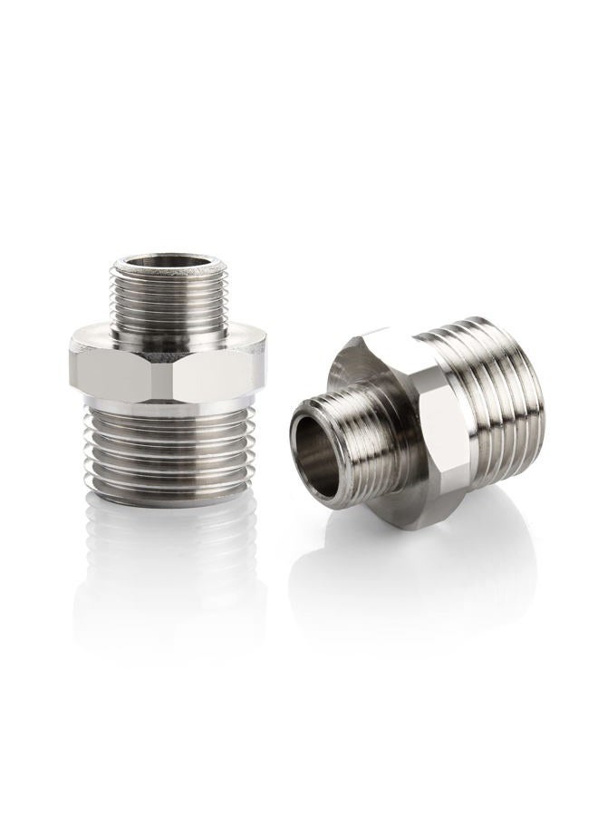 PerPaiMe 1/2 auf 3/8 Reduzierstück Wasserhahn-Adapter – Kompressions-Messingrohrverschraubung, 3/8 Stecker auf 1/2 Stecker, Wasserschlauchanschluss mit Gummi-Unterlegscheibe, (2 Stück) - Image 1