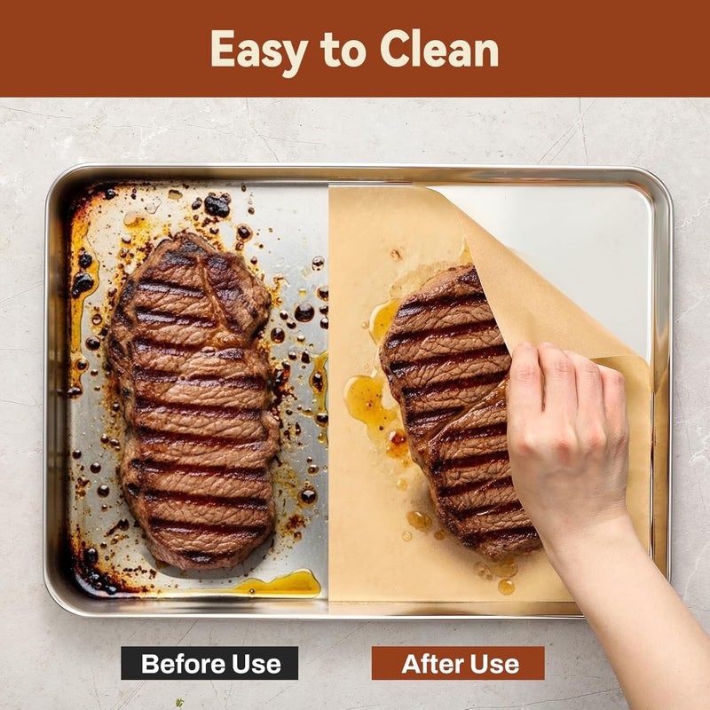 Hiware 200 Pcs Parchment Paper Sheets, 12 x 16 Inch, Precut Non-Stick Parchment Sheets for Baking, Cooking, Grilling, Air Fryer and Steaming - Unbleached, Fit for Half Sheet Pans - Image 4