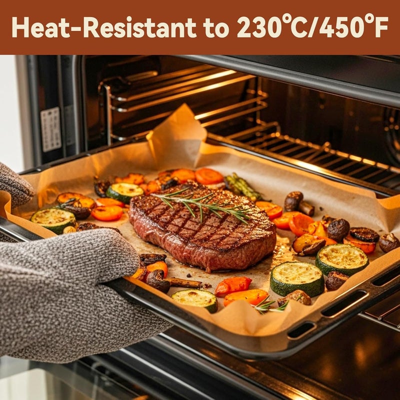 Hiware 200 Pcs Parchment Paper Sheets, 12 x 16 Inch, Precut Non-Stick Parchment Sheets for Baking, Cooking, Grilling, Air Fryer and Steaming - Unbleached, Fit for Half Sheet Pans - Image 5