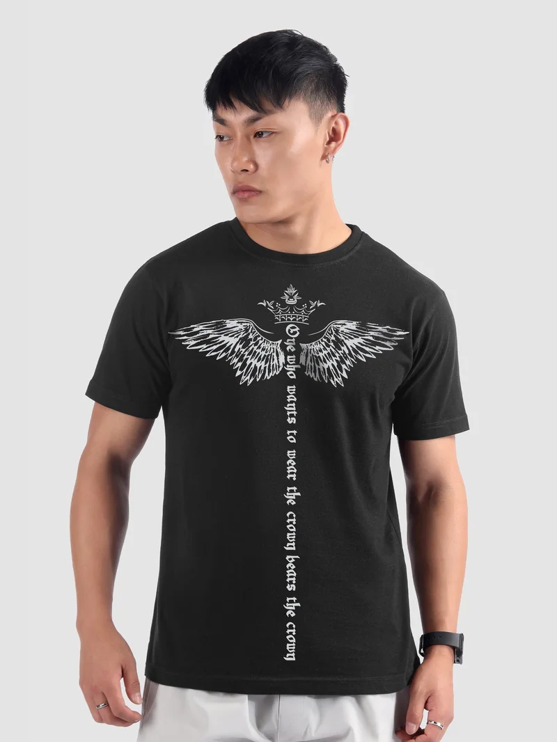 Beyoung Winged Half Sleeve Printed T-shirt