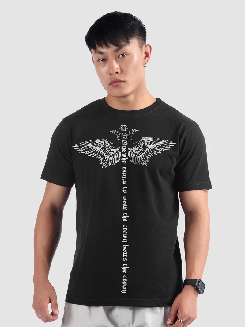 Beyoung Winged Half Sleeve Printed T-shirt