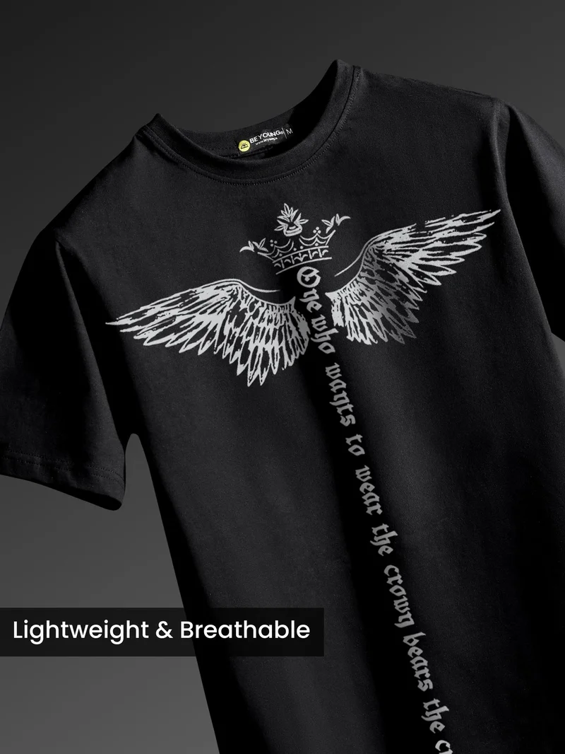 Beyoung Winged Half Sleeve Printed T-shirt