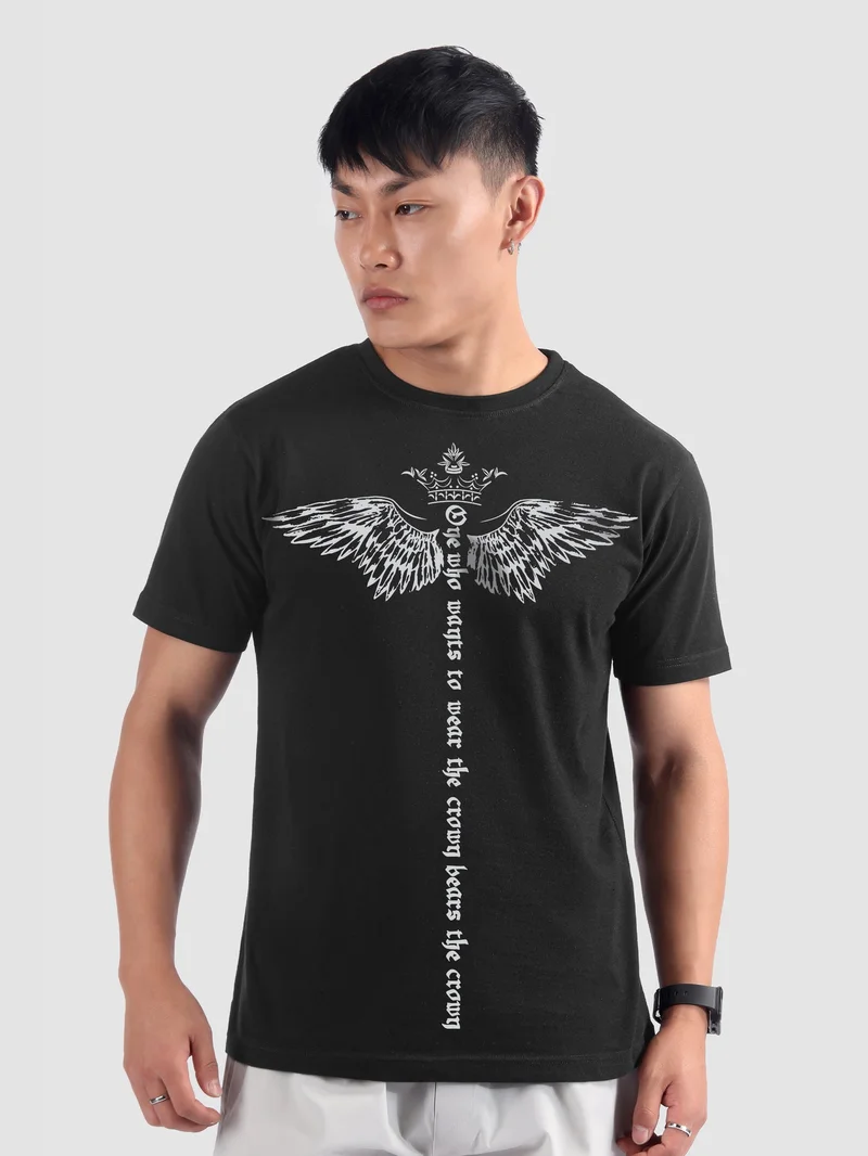 Beyoung Winged Half Sleeve Printed T-shirt