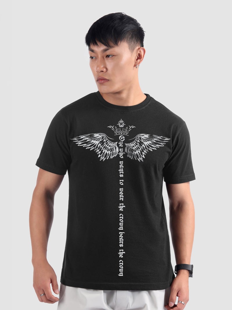 Beyoung Winged Half Sleeve Printed T-shirt - Image 1
