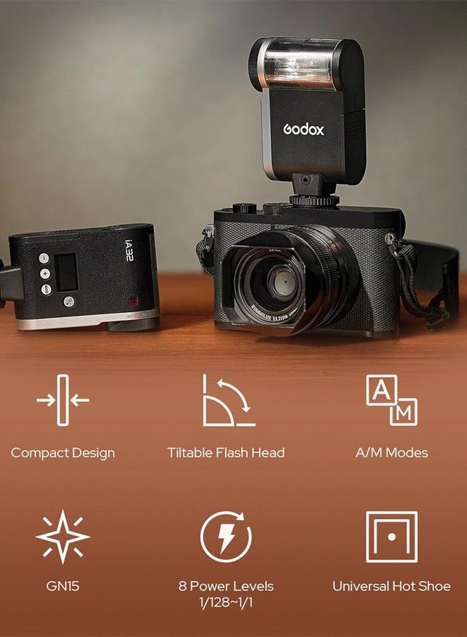 Godox Godox iA32 iFlash Camera Flash Mini Speedlite GN15 A/M Mode with S1/S2 Optial Trigger Tiltable Flash Head for Fuji,Canon,Nikon,Sony,Olympus,Panasonic Camera - Image 2