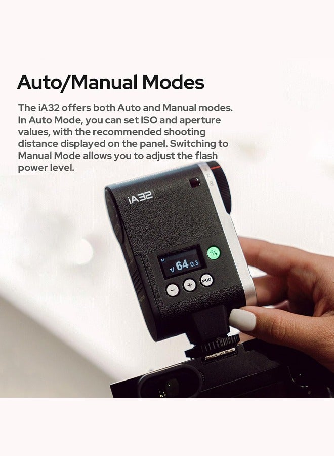 Godox Godox iA32 iFlash Camera Flash Mini Speedlite GN15 A/M Mode with S1/S2 Optial Trigger Tiltable Flash Head for Fuji,Canon,Nikon,Sony,Olympus,Panasonic Camera - Image 3