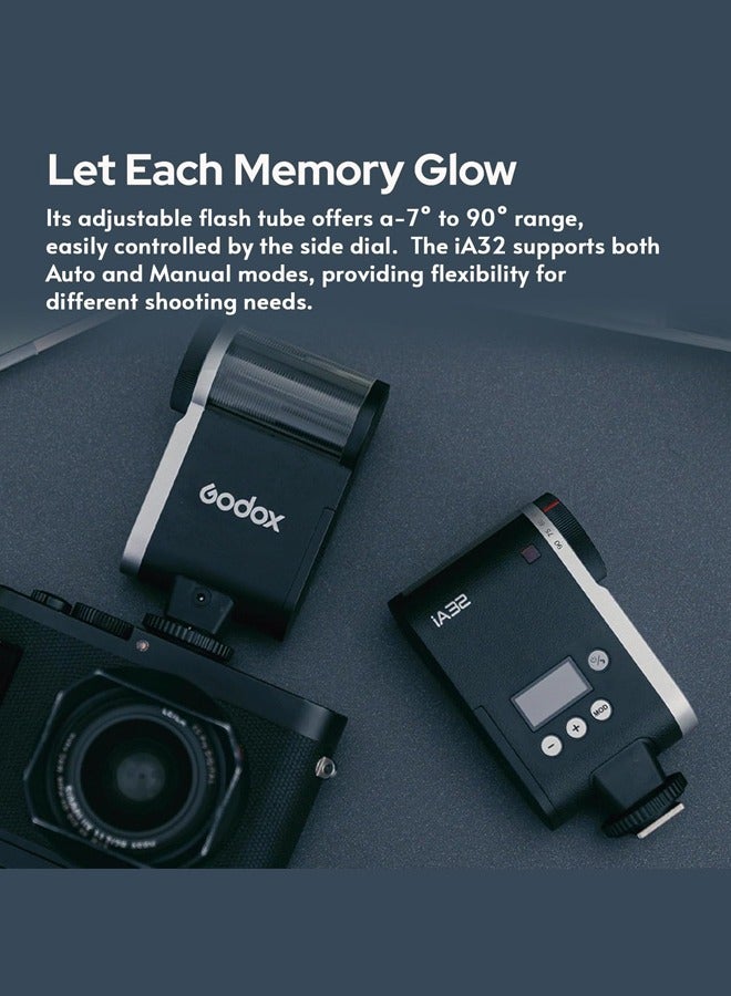 Godox Godox iA32 iFlash Camera Flash Mini Speedlite GN15 A/M Mode with S1/S2 Optial Trigger Tiltable Flash Head for Fuji,Canon,Nikon,Sony,Olympus,Panasonic Camera - Image 5