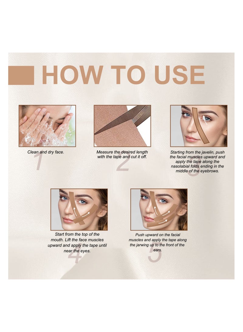 Elaimei Face Lift Tape, Facial Myofascial Lift Tape, Rolls Anti Wrinkle Facial Patches for Face Lifting, Face Toning Belts, Unisex Neck Lift Tape For Firming and Tightening Skin  - Image 4