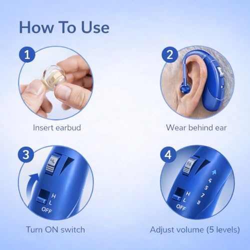 HP SOUND PLUS Hearing aids amplifier for seniors rechargeable ear hearing machine for old age (Blue) - Image 3