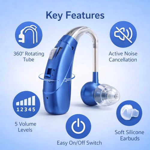 HP SOUND PLUS Hearing aids amplifier for seniors rechargeable ear hearing machine for old age (Blue) - Image 2