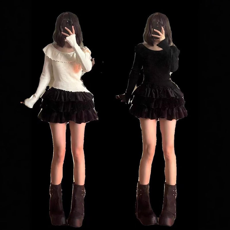 Pants Skirt Cake Skirt Baby Velvet Warm Anti-Exposure Short Style Slimming Look Cute Pumpkin Support Inside And Outside Two-Wear Skirt For Women - Image 2