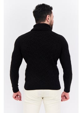 Sorbino Men Funnel Neck Pointelle Sweater, Black  - Image 3