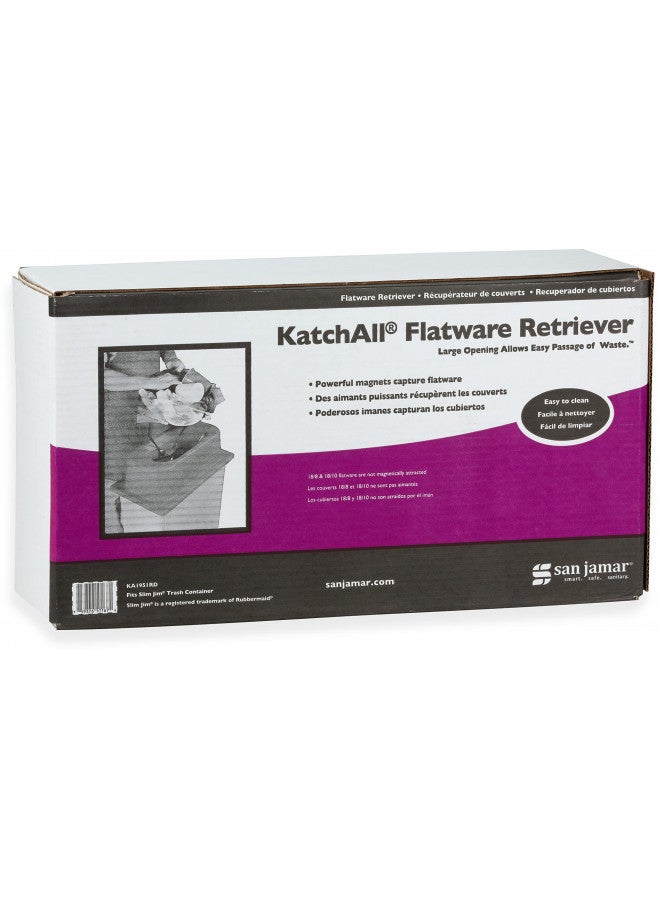San Jamar San Jamar - KA1951RD KA1951 Katchall Rugged Flatware Retriever Depth, Red, for Slim Rectangular Trash Container  - Image 3