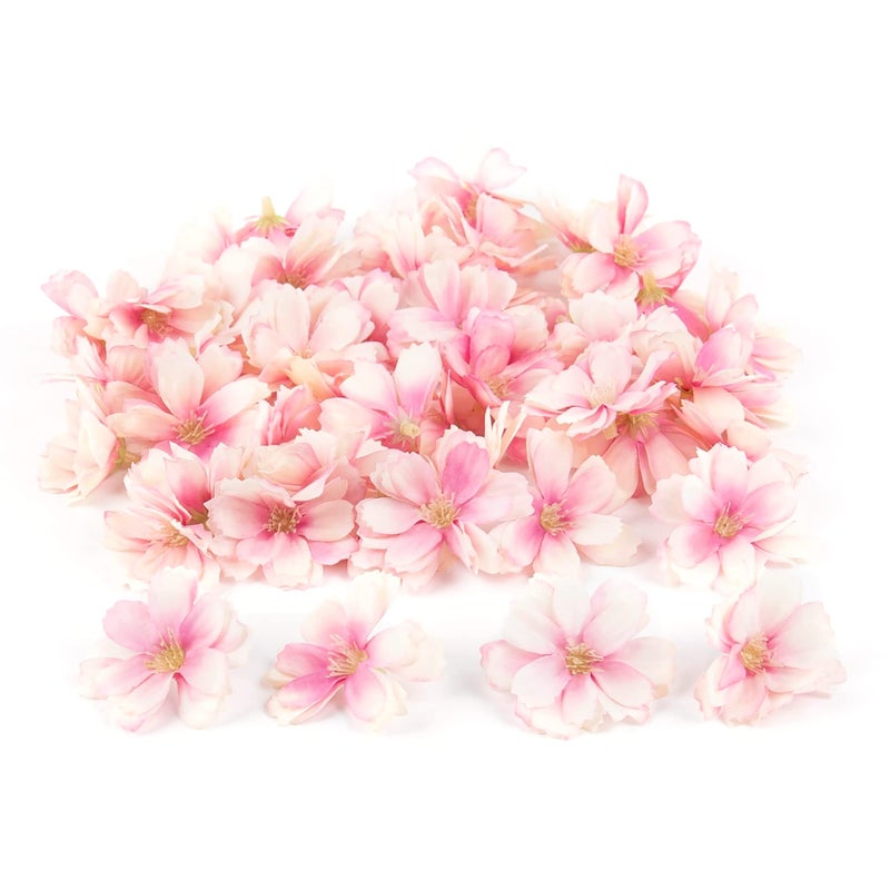 AUEAR 50 Pack Fake Flower Heads Airtificial Silk Plum Cherry Blossom Head Peony Daisy Decor for DIY Crafts Home Wedding Party Hats Decoration Light Purple