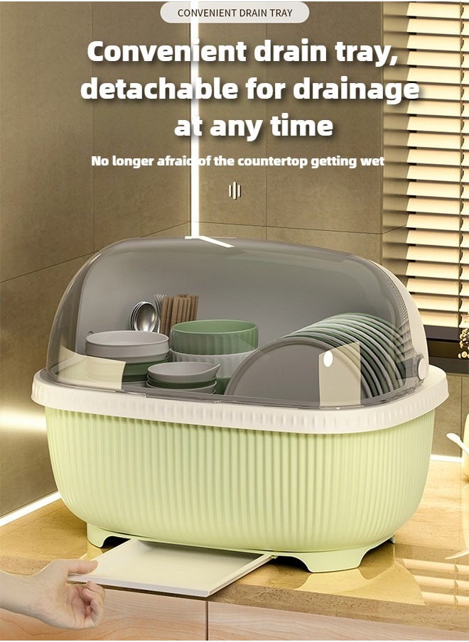 Dish Storage Box Bottle Drainer Dish Rack with Lid Dish Strainer Kitchen Dish Racks Cutlery Drying Rack Dish Holder for Cabinet Utensil Holder Rack Dish Drain Board Dish Dry Rack