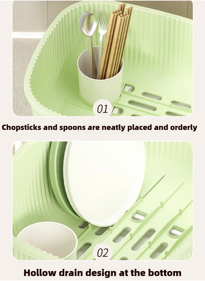 Dish Storage Box Bottle Drainer Dish Rack with Lid Dish Strainer Kitchen Dish Racks Cutlery Drying Rack Dish Holder for Cabinet Utensil Holder Rack Dish Drain Board Dish Dry Rack