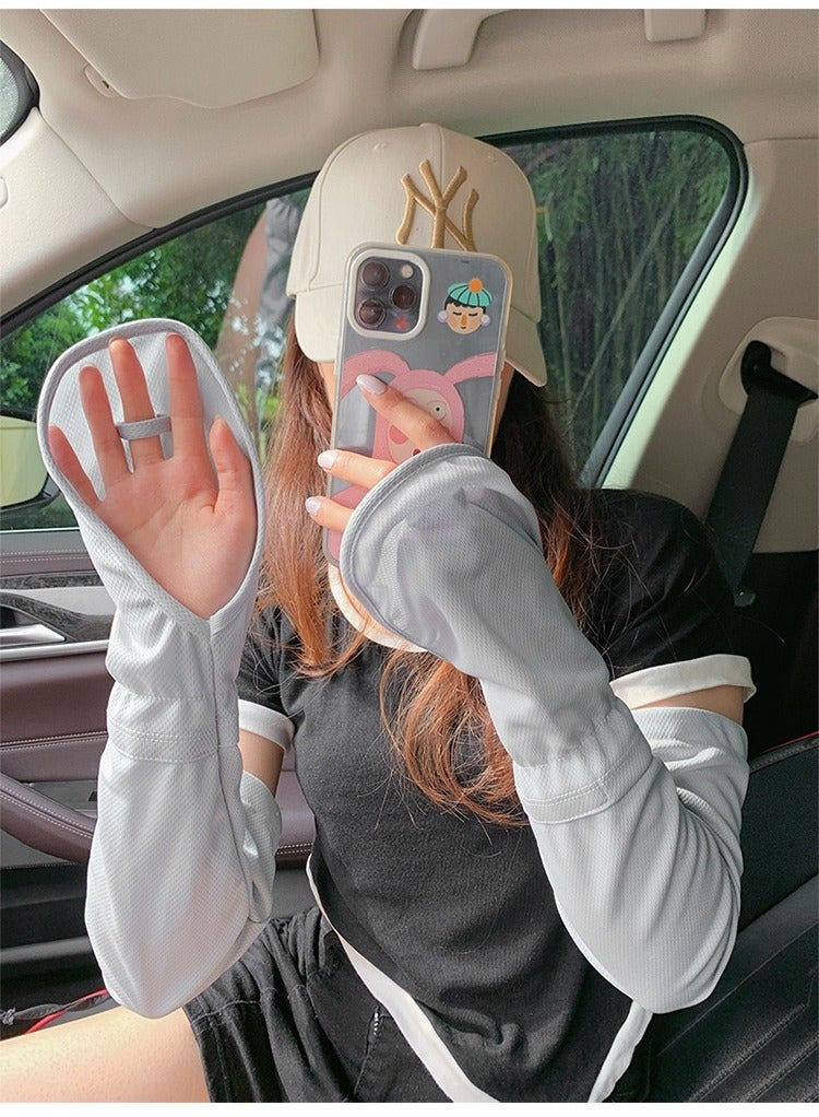 Generic Women Sun Protection Arm Sleeves Hand Gloves Cover are Skin-Friendly Cool to The Touch Light Breathable and Stretchy  - Image 3