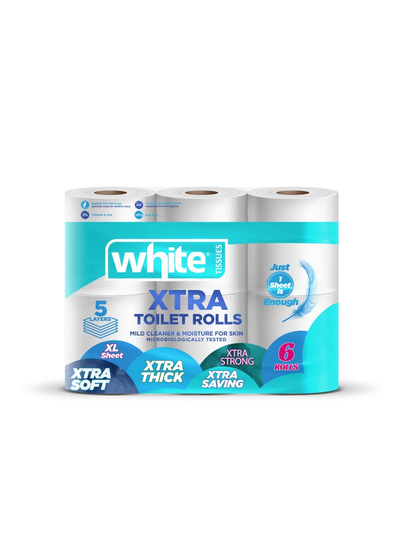 White Toilet 6 Rolls Extra Soft