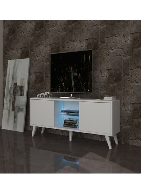 Pronto White Tv Table With Lighting Model