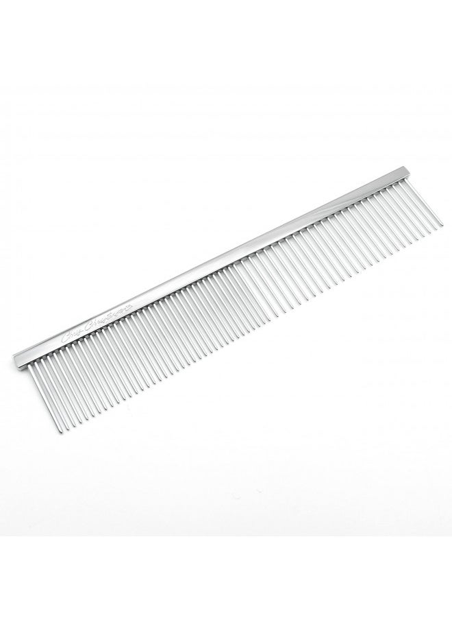 Chris Christensen Greyhound Style Fine/Coarse Colored Butter Comb, Groom Like a Professional, Rounded Corners Prevent Friction and Breakage, Solid Brass Spin with Steel Teeth, Chrome Finish  - Image 1