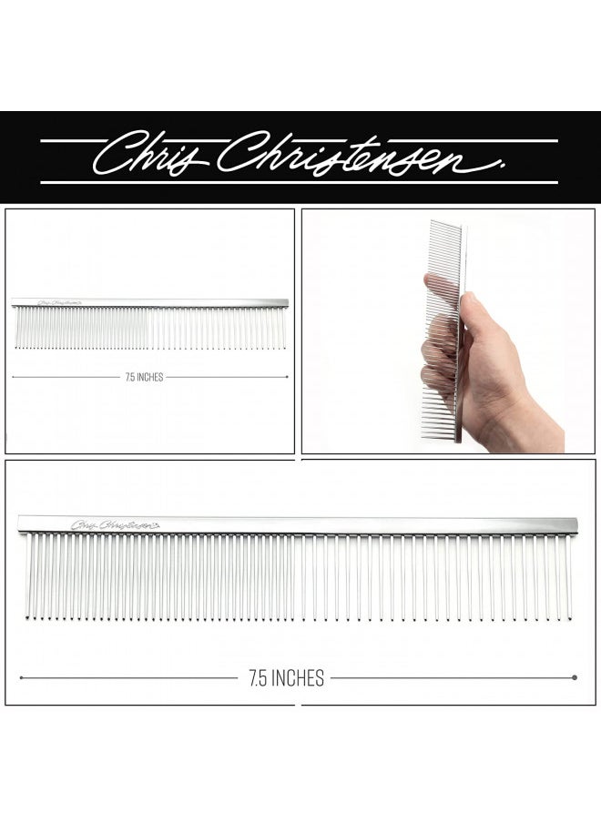 Chris Christensen Greyhound Style Fine/Coarse Colored Butter Comb, Groom Like a Professional, Rounded Corners Prevent Friction and Breakage, Solid Brass Spin with Steel Teeth, Chrome Finish  - Image 2