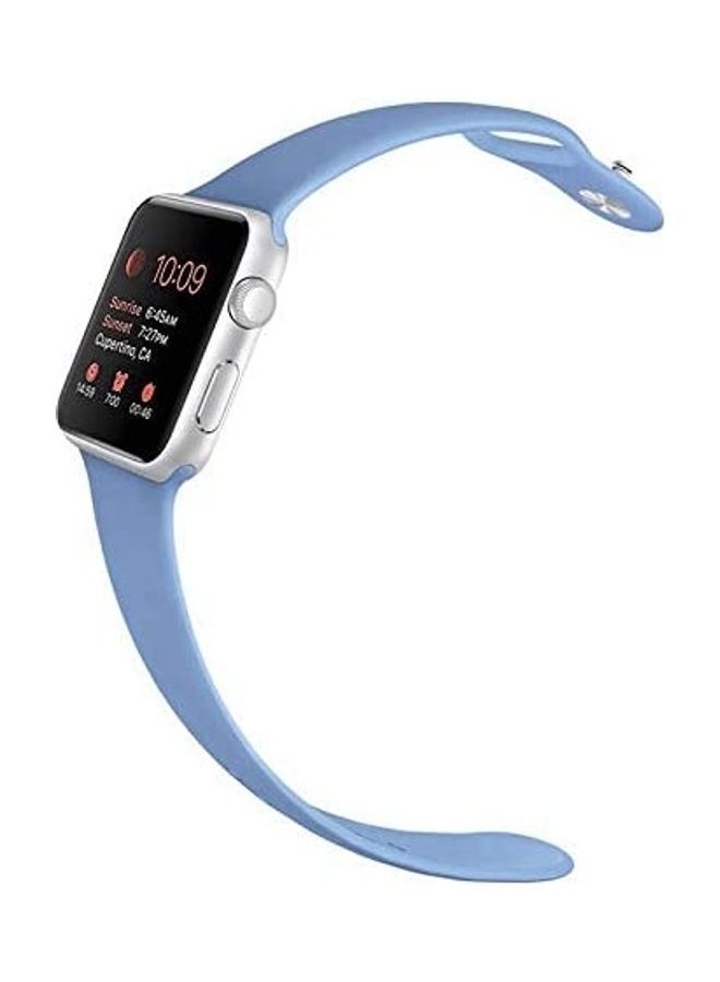 NIBEMINENT Replacement Silicone Strap For Apple Smartwatch 38-40mm Sea Blue  - Image 2
