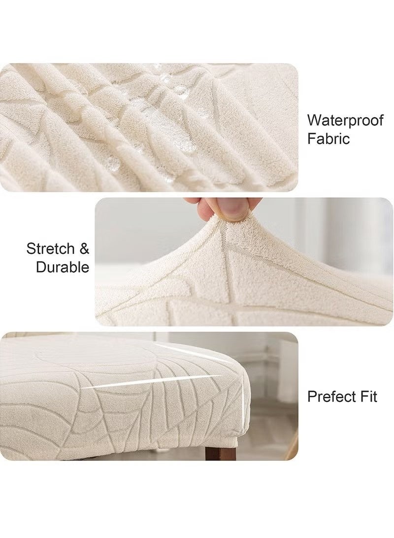 الضفدع الحقيقي أغطية كراسي مقاومة للماء لغرفة الطعام، أغطية كراسي طعام من قماش الجاكار المرن، واقي كرسي قابل للإزالة والغسل للمطبخ والفندق والمطعم، (6 قطع، بيج-أصفر) - Image 3