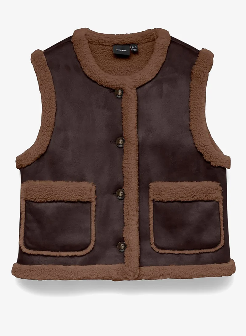 Vero Moda  Lina Short Teddy Waistcoat for Women | Best Price UAE