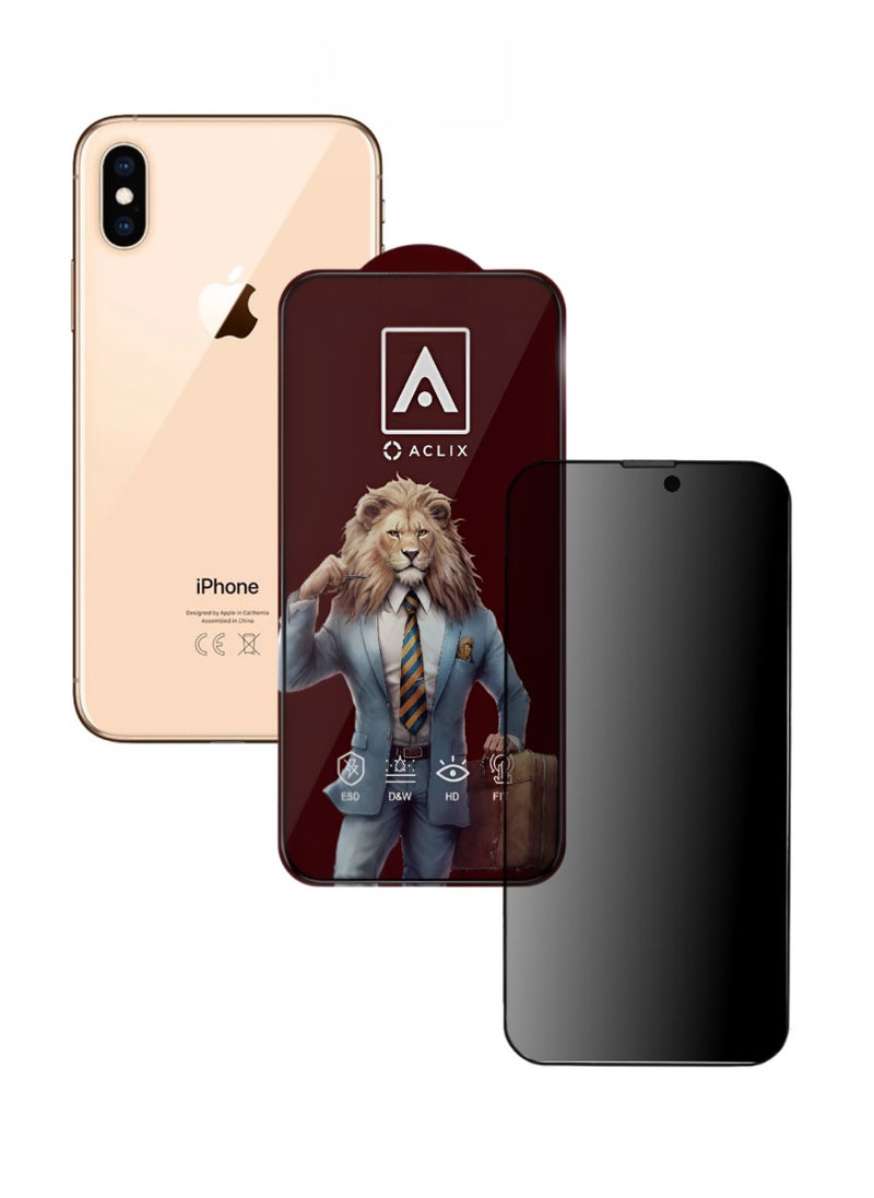 ACLIX Antistatic ESD Dustproof Premium Quality High Definition Anti-Spy Privacy Tempered Glass Screen Protector Designed For  iPhone XS - Image 1