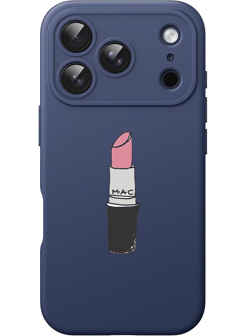 Theodor Protective Slim Fit Case Liquid Silicone Cover with Full Body Protection Anti-Scratch Shockproof Case For Apple iPhone 17 Pro (Blue) Lipstick - Image 1