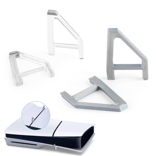 YWLRONG 4Pcs for PS5 Slim Stand Console Bracket Holder Flat Base Horizontal Stand Compatible with Sony PlayStation 5 Slim Disc Edition Accessories(Transparent+Grey) - Image 1