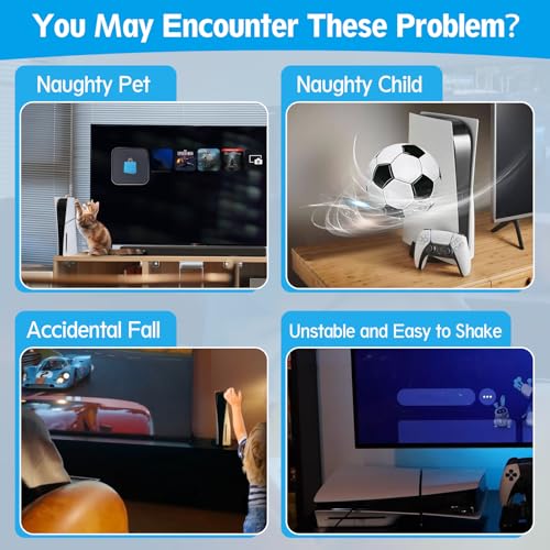 YWLRONG 4Pcs for PS5 Slim Stand Console Bracket Holder Flat Base Horizontal Stand Compatible with Sony PlayStation 5 Slim Disc Edition Accessories(Transparent+Grey) - Image 2