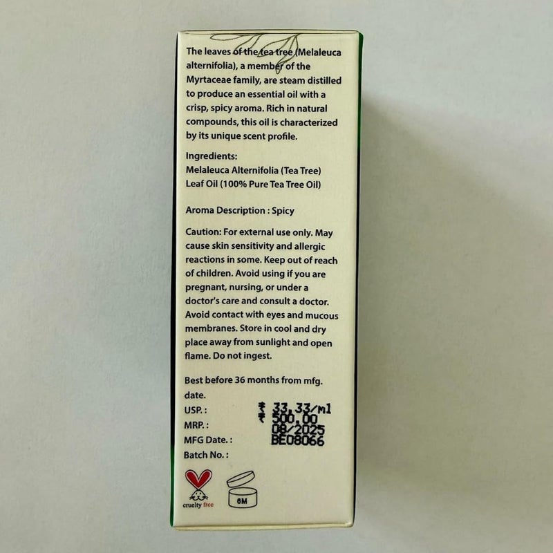 بايورك زيت شجرة الشاي العطري 15 مل (0.5 أونصة سائلة) – 100% نقي من نبات ميلاليوكا ألتيرنيفوليا، زيت مقطر بالبخار للاستخدام العطري، والموزعات، والمرطبات، ومزج DIY والاستخدام المنزلي - Image 5