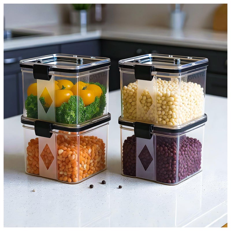 Eightiz (Pack of 4 Fridge Storage Containers Plastic Boxes with Airtight Lids,Freezer Safe,Refrigerator Organizer for Vegetables, Fruits, Kitchen organization accessories (700 ml,Transparent) - Image 4